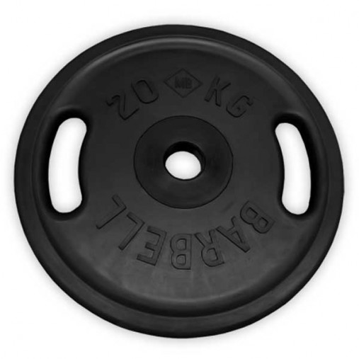 Блин обрезиненный MB Barbell Евро - Классик 20 кг, с ручками, черный ф50 мм