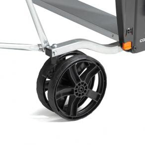 Стол может быть легко перемещен на 4-х сдвоенных колесах Ø 200 мм. Стол может быть легко перемещен на 4-х сдвоенных колесах Ø 200 мм.