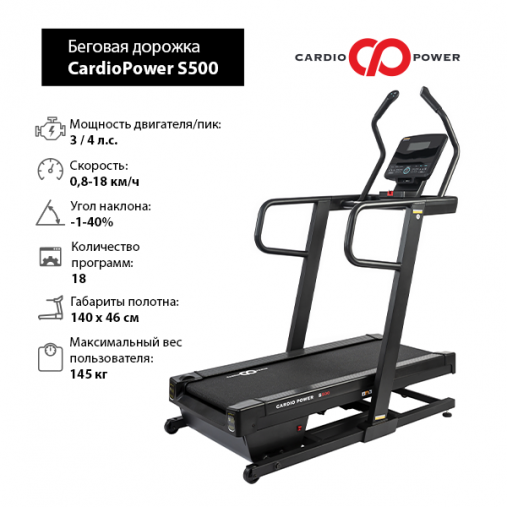 Беговая дорожка CardioPower S500 инклайнер (с большим углом наклона до 40%) Беговая дорожка CardioPower S500 инклайнер (с большим углом наклона до 40%)