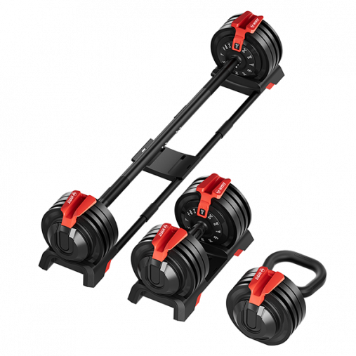 Набор регулируемый HYFIT SINGLE 24 кг, гантель (4-24 кг), штанга (4-24 кг), гиря (2-12 кг) Набор регулируемый HYFIT SINGLE 24 кг, гантель (4-24 кг), штанга (4-24 кг), гиря (2-12 кг)