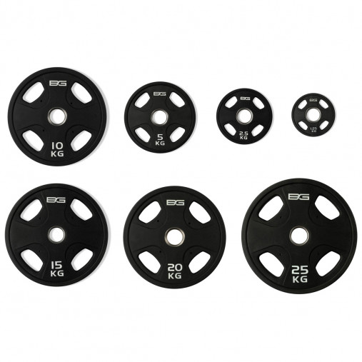 Набор олимпийских дисков 51 мм BRONZE GYM 1,25-25 кг (157,5 кг) профессиональные с хватами, полиуретановое покрытие Набор олимпийских дисков 51 мм BRONZE GYM 1,25-25 кг (157,5 кг) профессиональные с хватами, полиуретановое покрытие