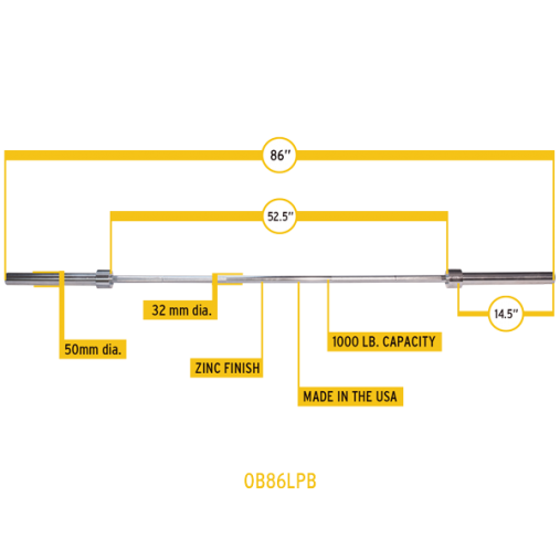 Гриф оцинкованный ф50 мм Body-Solid OB86LPB