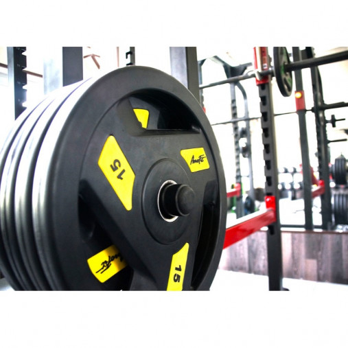 Олимпийский обрезиненный диск AeroFit 2.5 кг, черно-синий, с 3-мя хватами. Посадочное кольцо из нержавеющей стали, Ø 51,5 мм Олимпийский обрезиненный диск AeroFit 2.5 кг, черно-синий, с 3-мя хватами. Посадочное кольцо из нержавеющей стали, Ø 51,5 мм