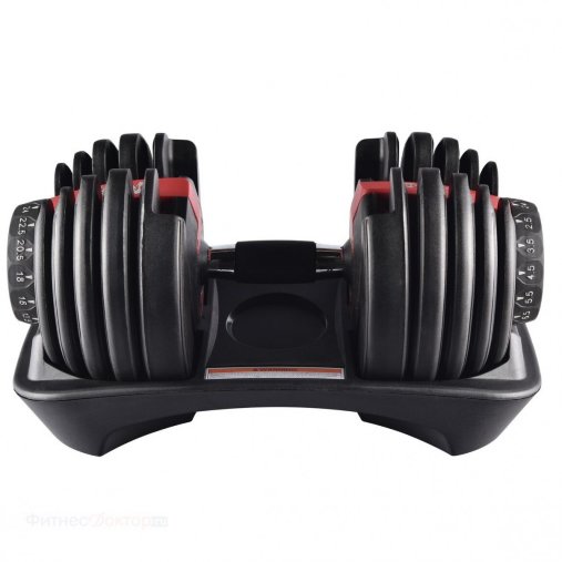 Пара регулируемых гантелей Original Fitness 24 кг на стойке Пара регулируемых гантелей Original Fitness 24 кг на стойке