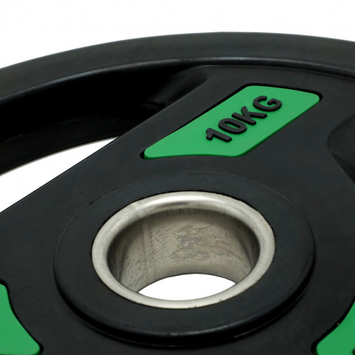Диск обрезиненный с 3-мя хватами 10 кг UNIX Fit PRO, 51 мм, олимпийский, зеленый