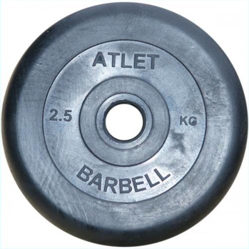 Набор обрезиненных дисков, черные MB Barbell, D-51 мм, 1,25-20 кг, АТЛЕТ (общий вес 107,5 кг) 6 пар