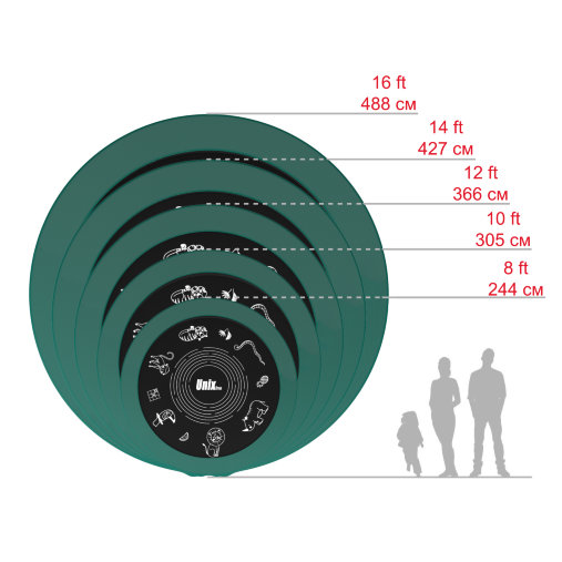 Батут с внутренней сеткой и лестницей UNIX line 16 ft (4.88 м) SUPREME GAME (зеленый) + нижняя сеть