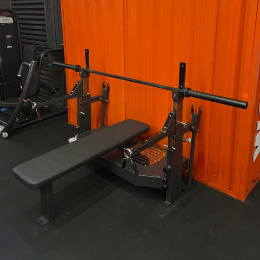 Скамья-стойка домкратная для жима лежа со страховочными упорами DHZ Olimpic Bench A3146